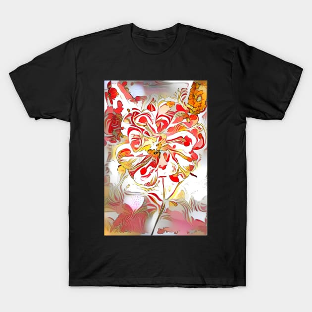 Red Swirly Dream Columbine Flower T-Shirt by Viking Visual - Lori Svensen